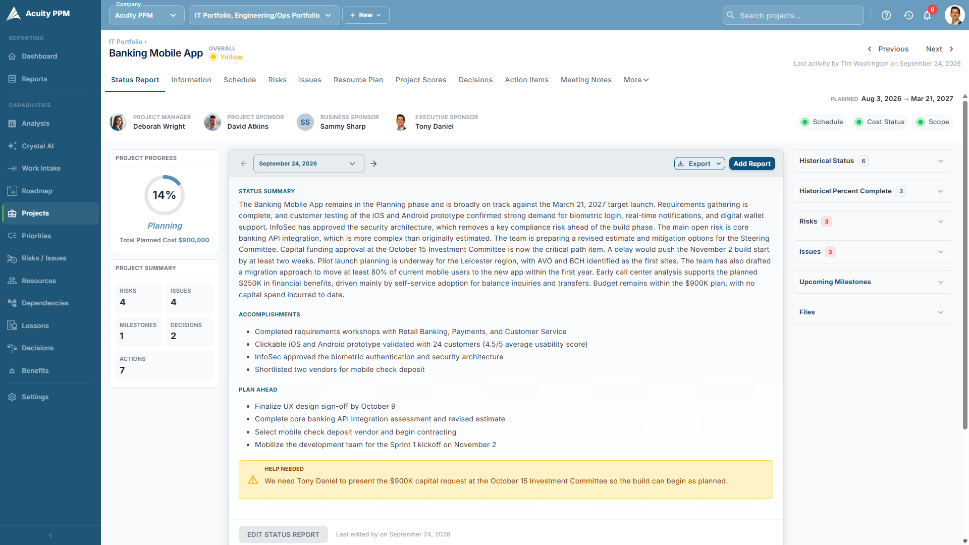 Acuity PPM Status Report